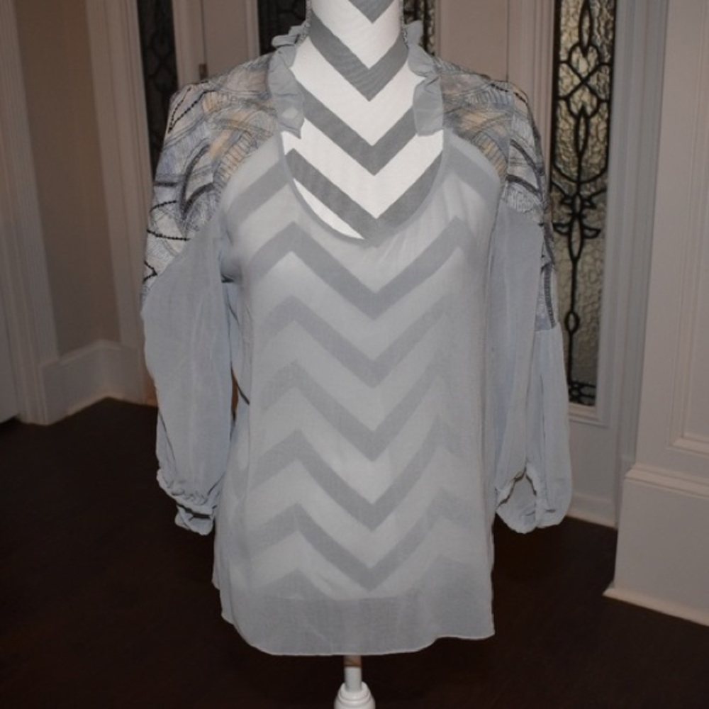 Anthropologie | Sains blue/grey transparent blouse